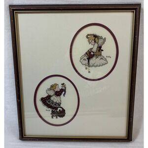 Completed Finished Counted Cross Stitch CHRISTMAS ANGEL NEEDLEPOINT Framed 13x15